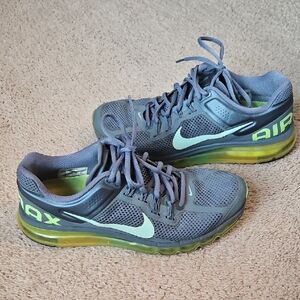 Nike Air Max Gray and Green Sneakers